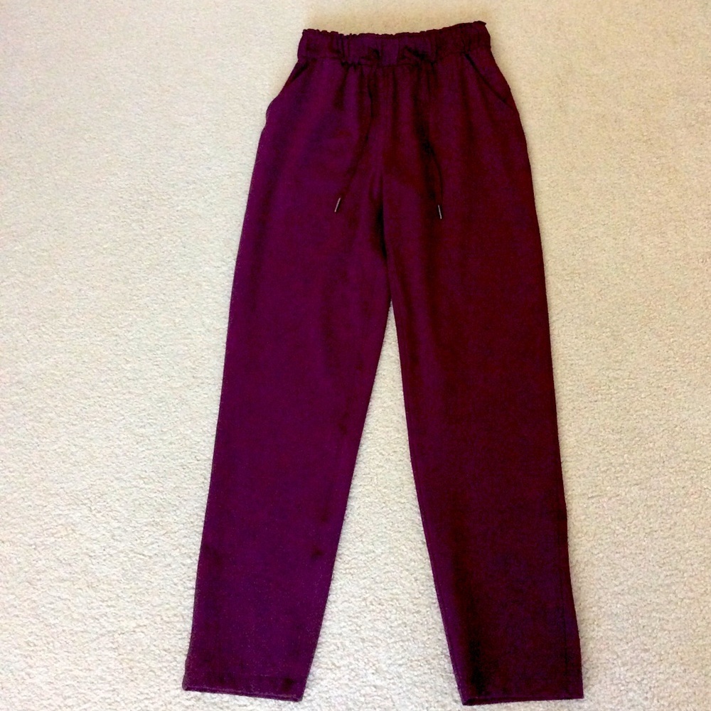 Lululemon Pants On the Move High Rise Pockets Burgundy Wine Cranberry  2